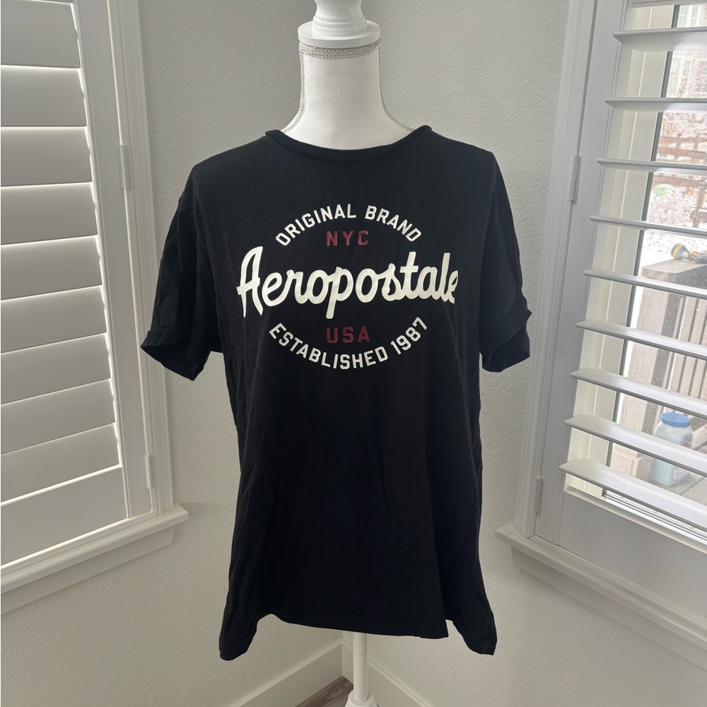 Aeropostale Black Tee with White and Red Logo